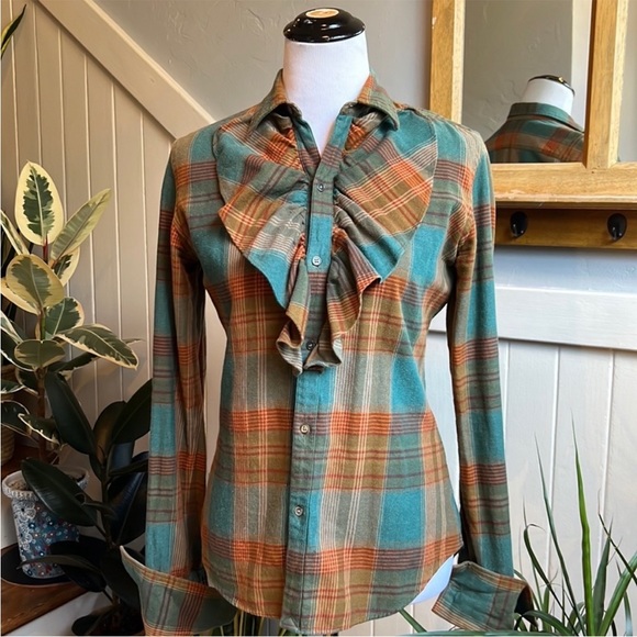 Ralph Lauren Gordon Plaid Ruffle Front Blouse - Picture 10 of 16